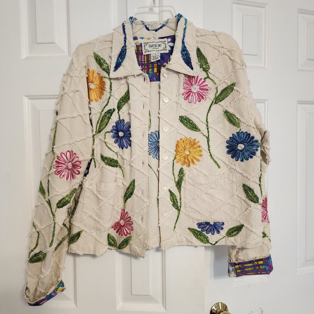 Vintage Tantrums Floral Embroidered Jacket